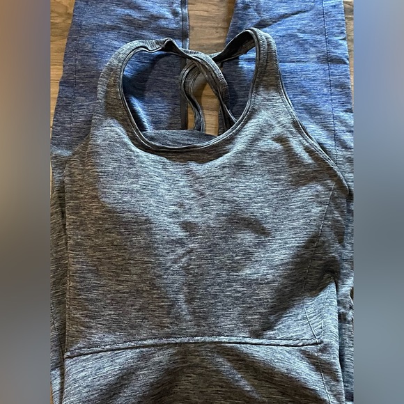 Lululemon jumpsuit bodysuit grey blue ombré full length tank size 8 euc - Picture 2 of 5